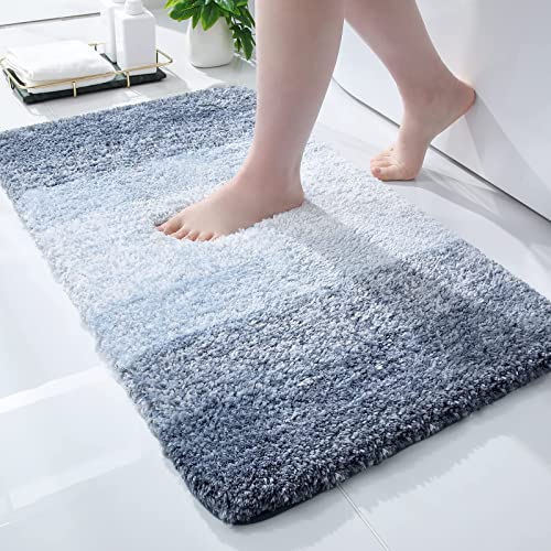 Homaxy Weich Badezimmerteppich 40x60 cm, rutschfest waschbar Badematte Flauschige Hochflor Badteppich Mikrofaser Saugfähig Badvorleger Duschvorleger (Blau) von Homaxy