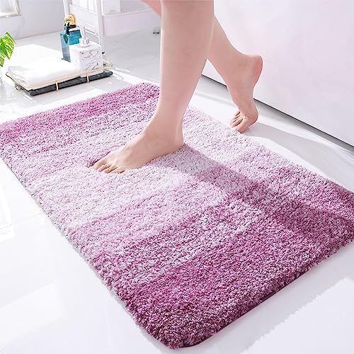 Homaxy Weich Badezimmerteppich 40x60 cm, rutschfest waschbar Badematte Flauschige Hochflor Badteppich Mikrofaser Saugfähig Badvorleger Duschvorleger (Lila) von Homaxy