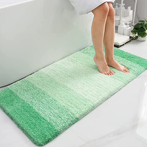 Homaxy Weich Badezimmerteppich 60x120 cm, rutschfest waschbar Badematte Flauschige Hochflor Badteppich Mikrofaser Saugfähig Badvorleger Duschvorleger (Grün) von Homaxy