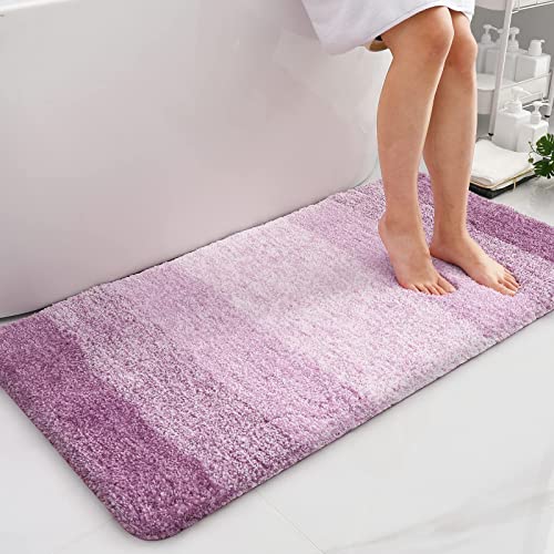 Homaxy Weich Badezimmerteppich 60x120 cm, rutschfest waschbar Badematte Flauschige Hochflor Badteppich Mikrofaser Saugfähig Badvorleger Duschvorleger (Lila) von Homaxy