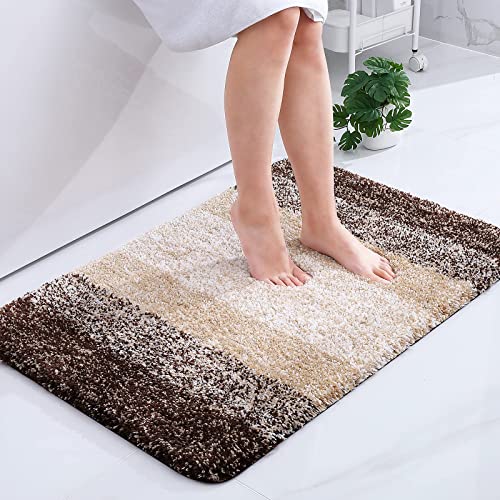 Homaxy Weich Badezimmerteppich 60x90 cm, rutschfest waschbar Badematte Flauschige Hochflor Badteppich Mikrofaser Saugfähig Badvorleger Duschvorleger (Braun) von Homaxy