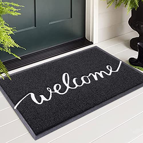 Homaxy “Welcome” Fußmatte außen und innen, rutschfeste Schmutzfangmatte Türmatte, waschbar Fussmatte aussen für Haustür, Eingangsbereich, Garten (60 x 90 cm, Schwarz) von Homaxy