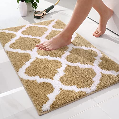 Homaxy rutschfest Badematte Badezimmerteppich Waschbar Hochflor Badteppich Flauschige Mikrofaser Badvorleger- 40 x 60 cm, Beige von Homaxy