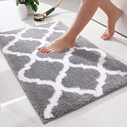 Homaxy rutschfest Badematte Badezimmerteppich Waschbar Hochflor Badteppich Flauschige Mikrofaser Badvorleger- 40 x 60 cm, Grau von Homaxy