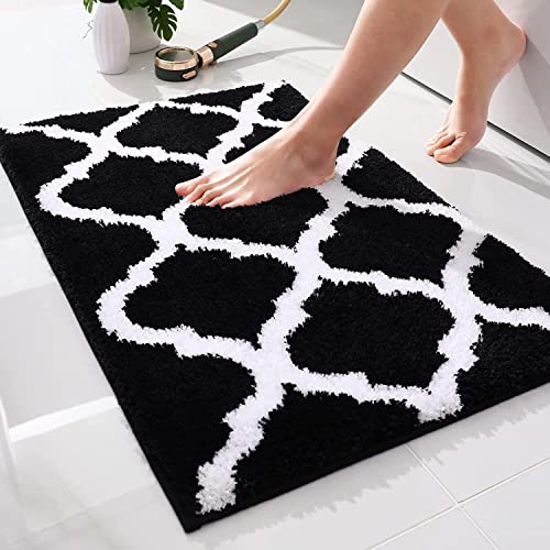 Homaxy rutschfest Badematte Badezimmerteppich Waschbar Hochflor Badteppich Flauschige Mikrofaser Badvorleger- 40 x 60 cm, Schwarz von Homaxy