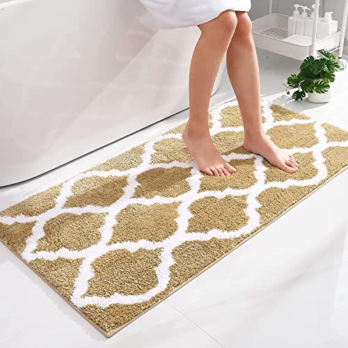 Homaxy rutschfest Badematte Badezimmerteppich Waschbar Hochflor Badteppich Flauschige Mikrofaser Badvorleger- 60 x 120 cm, Beige von Homaxy