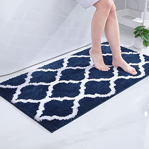 Homaxy rutschfest Badematte Badezimmerteppich Waschbar Hochflor Badteppich Flauschige Mikrofaser Badvorleger- 60 x 120 cm, Marine Blau von Homaxy