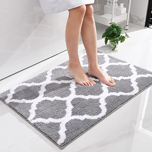 Homaxy rutschfest Badematte Badezimmerteppich Waschbar Hochflor Badteppich Flauschige Mikrofaser Badvorleger- 60 x 90 cm, Grau von Homaxy