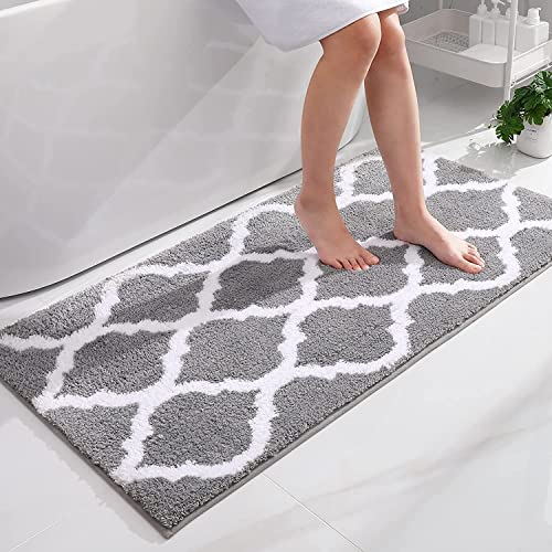 Homaxy rutschfest Badematte Badezimmerteppich Waschbar Hochflor Badvorleger Flauschige Mikrofaser Badvorleger- 60 x 120 cm, Grau von Homaxy