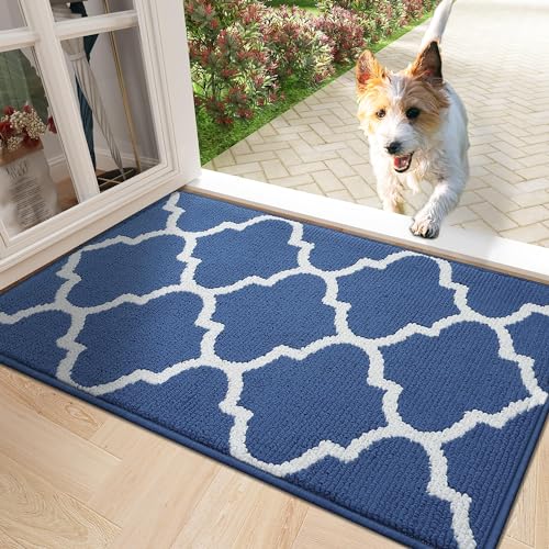 Homaxy rutschfest Fußmatte Waschbar Schmutzfangmatte Fussmatte Aussen Pflegeleichte Sauberlaufmatte Türmatte für Innen & Außen - 60 X 90 cm, Blau Geometrie von Homaxy