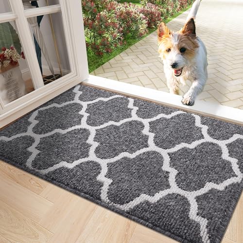 Homaxy rutschfest Fußmatte Waschbar Schmutzfangmatte Fussmatte Aussen Pflegeleichte Sauberlaufmatte Türmatte für Innen & Außen - 60 x 90 cm, Schwarz Geometrie von Homaxy