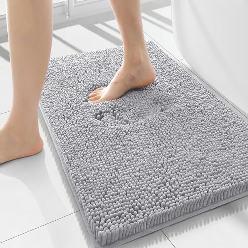Homaxy rutschfeste Badematte Chenille Badezimmerteppich Mikrofaser Badteppich Saugfähige Hochflor Badvorleger - 50 x 76 cm, Hellgrau Homaxy rutschfeste Badematte Chenille Badezimmerteppich Mikrofaser Badteppich Saugfähige Hochflor Badvorleger - 50 x 76 cm, Hellgrau von Homaxy