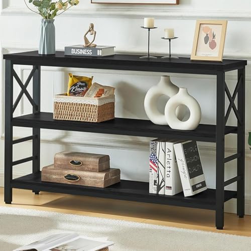 HOMBAZAAR Konsolentisch für den Eingangsbereich, industrieller Konsolentisch mit Stauraum für den Eingangsbereich, Sofatisch mit 3 Etagen breitem Regal und Metallrahmen, Flurtisch für Eingang HOMBAZAAR Konsolentisch für den Eingangsbereich, industrieller Konsolentisch mit Stauraum für den Eingangsbereich, Sofatisch mit 3 Etagen breitem Regal und Metallrahmen, Flurtisch für Eingang von Hombazaar