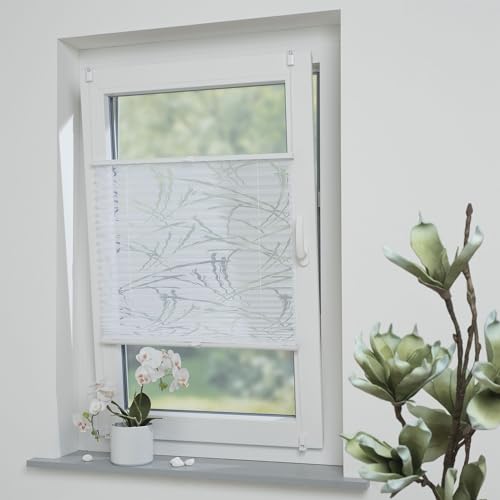 Klemmfix-Plissee mit ausgebranntem Motiv Lines, halbtransparent, ohne Bohren oder Schrauben, inkl. Klemmträger, Breite: 60 cm/Länge: 130 cm, Farbe: weiß Klemmfix-Plissee mit ausgebranntem Motiv Lines, halbtransparent, ohne Bohren oder Schrauben, inkl. Klemmträger, Breite: 60 cm/Länge: 130 cm, Farbe: weiß von Hombera