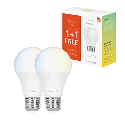 Hombli 2er Pack Smarte LED Glühbirne | E27 Dimmbares Warmweißes bis Kaltweiß Licht | 9W, 800 Lumen | Einfache Installation | Sprachsteuerung | Kompatibel mit Google, Alexa & Siri Hombli 2er Pack Smarte LED Glühbirne | E27 Dimmbares Warmweißes bis Kaltweiß Licht | 9W, 800 Lumen | Einfache Installation | Sprachsteuerung | Kompatibel mit Google, Alexa & Siri von Hombli