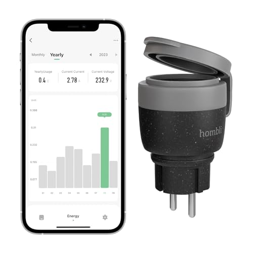 Hombli Programmierbare Outdoor Smart Steckdose mit Wi-Fi zur Automatisierung von Geräten Strommessung | Kompatibel mit Amazon Alexa und Google | Fernsteuerung über die kostenlose Hombli App von Hombli