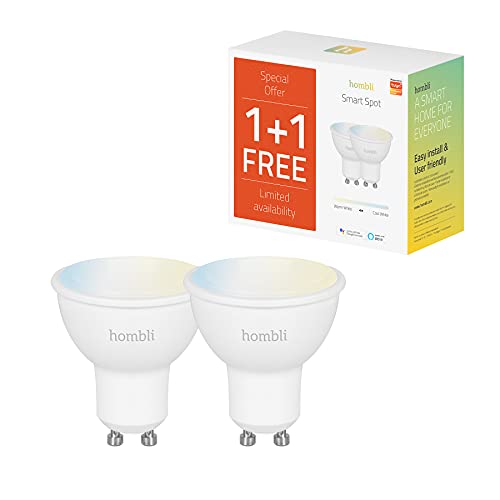 Hombli 2er Pack Smarte Glühbirne | GU10 Dimmbares Warmweißes bis Kaltweiß Licht | 4.5W, 300 Lumen, CCT | Einfache Installation | Sprachsteuerung | Kompatibel mit Google, Alexa & Siri von Hombli