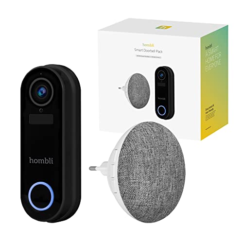 Hombli Smart Funk Türklingel mit Chime 2 mit Gegensprechfunktion | 140° Winkel Kamera mit HD 1080p Video | Bewegungserfassung & Nachtsicht | 2,4GHz WLAN | MicroSD, Cloud Speicher | IP65 Wasserschutz von Hombli