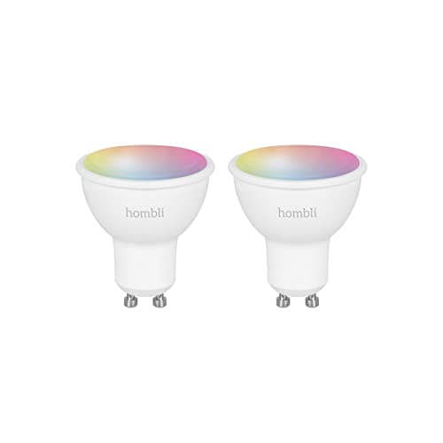 Hombli 2er Pack Smarte Glühbirne | GU10 Dimmbares Warmweißes bis Kaltweiß Licht | 4.5W, 300 Lumen, 2700-6500K CCT | Einfache Installation | Sprachsteuerung | Kompatibel mit Google, Alexa & Siri von Hombli
