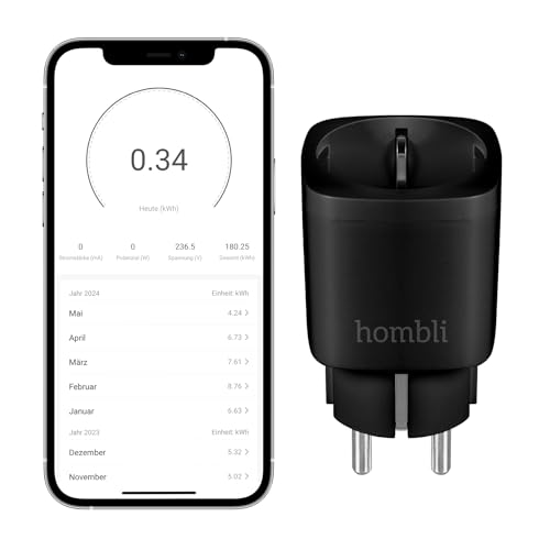 Hombli Programmierbare Smart Steckdose mit Wi-Fi zur Automatisierung von Geräten Strommessung | Kompatibel mit Amazon Alexa und Google | Fernsteuerung über die kostenlose Hombli App von Hombli