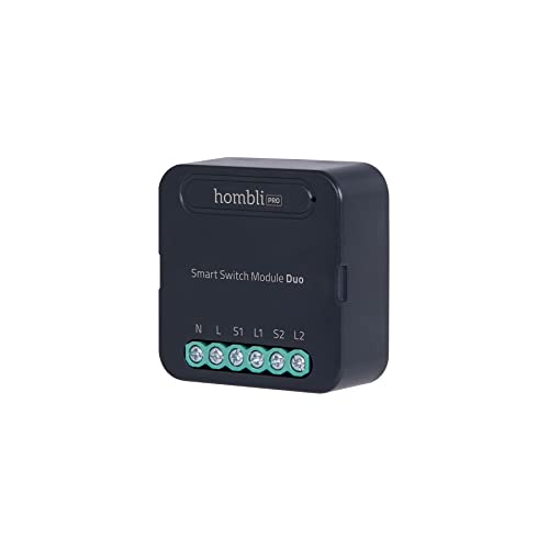 Hombli Smart Switch Module Duo | Fernbedienbares WLAN Wandschaltermodul | 100-240V, Bis Zu 10A (Max), 2300W (Max) oder 250W für LED| Befestigungsclip Inbegriffen | Sprachsteuerung via Alexa & Google von Hombli