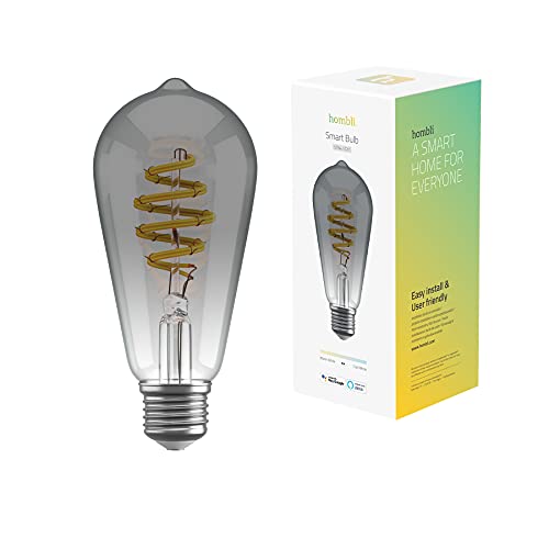 Hombli Smarte Glühbirne | E27 Dimmbares Warmweißes Licht, 1800-6500K CCT | 5.5W Filament, ST64 60 Lumen | Einfache Installation | Sprachsteuerung mit App-Funktion, Kompatibel mit Google, Alexa & Siri von Hombli