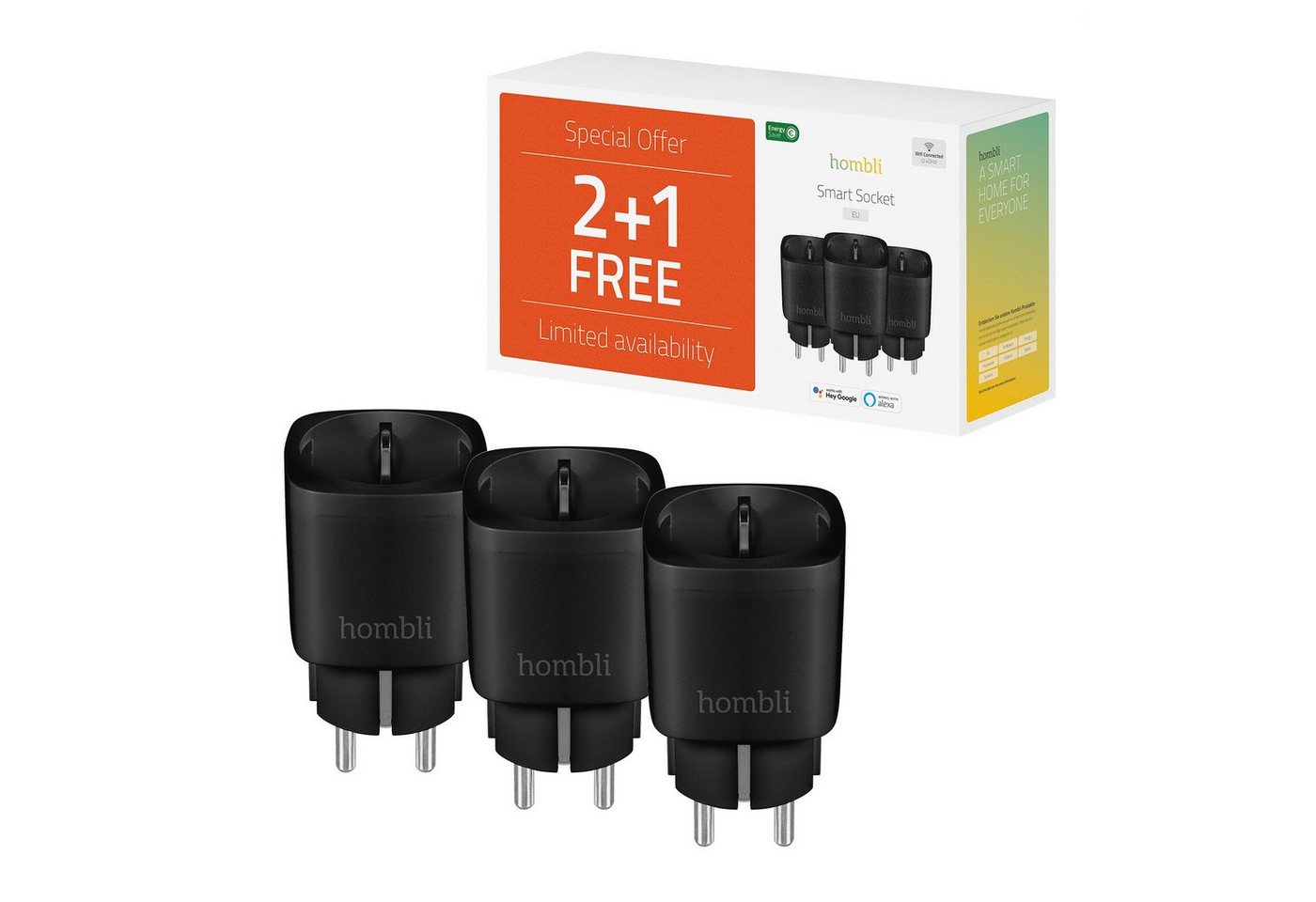 Hombli smarte Steckdose EU, 2+1 Promo Pack Smart-Home-Zubehör Hombli smarte Steckdose EU, 2+1 Promo Pack Smart-Home-Zubehör von Hombli