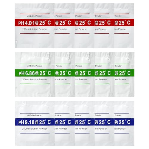 Homcoice 15er Pack pH Kalibrierpulver (4.01, 6.86, 9.18) – Drei-Punkt-Kalibrierung für pH Messgeräte, 0,01 Genauigkeit und Stabilität in Laborqualität von Homcoice