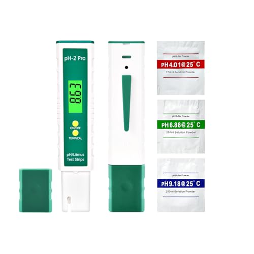 Homcoice pH Messgerät Digital mit Lackmus-Teststreifen Funktion/Temperatur, Multifunktionstester 0,01 hochpräziser pH Tester, IP67 wasserdicht Wasserqualitätstester mit ATC-Funktion, Reset-Funktion von Homcoice