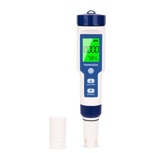 Homcoice PH Messgerät 7 IN 1 mit TDS EC Salinity S.G ORP Temperatur, professionelles pH Tester Salzgehaltsmessgerät IP67 wasserdicht, 0.01 hochpräziser digitales Pool pH Meter mit ATC-Funktion von Homcoice