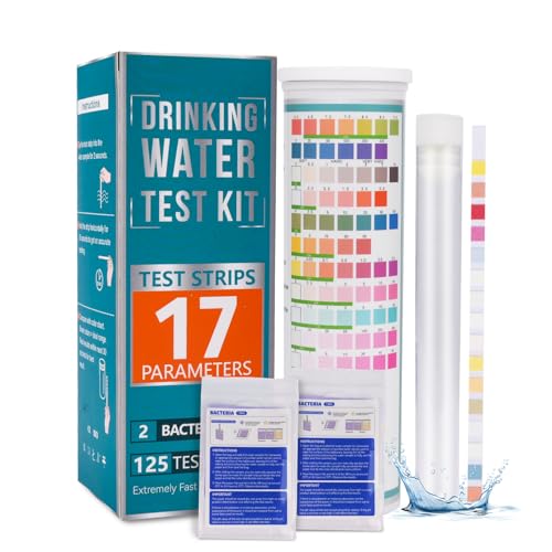 Homcoice 17 in 1 Trinkwasser Teststreifen (125 Streifen+2 Bakterientests) pH Teststreifen pool für wassertest leitungswassertest, für Blei Alkali Chlor Härte Eisen Fluorid Kupfer & mehr Homcoice 17 in 1 Trinkwasser Teststreifen (125 Streifen+2 Bakterientests) pH Teststreifen pool für wassertest leitungswassertest, für Blei Alkali Chlor Härte Eisen Fluorid Kupfer & mehr von Homcoice