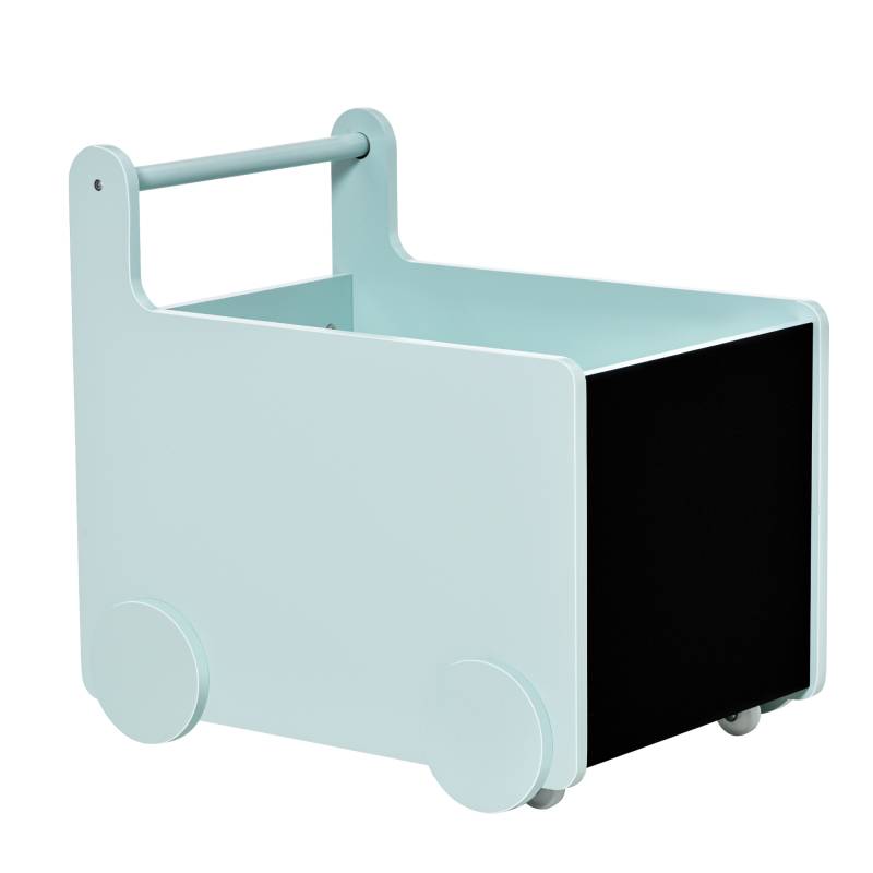 Carrello porta giochi per bambini con 2 lavagne legno mdf azzurro von Homcom