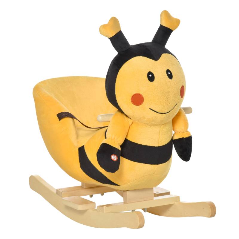 Cavallo a dondolo ape per i bambini in legno giallo von Homcom