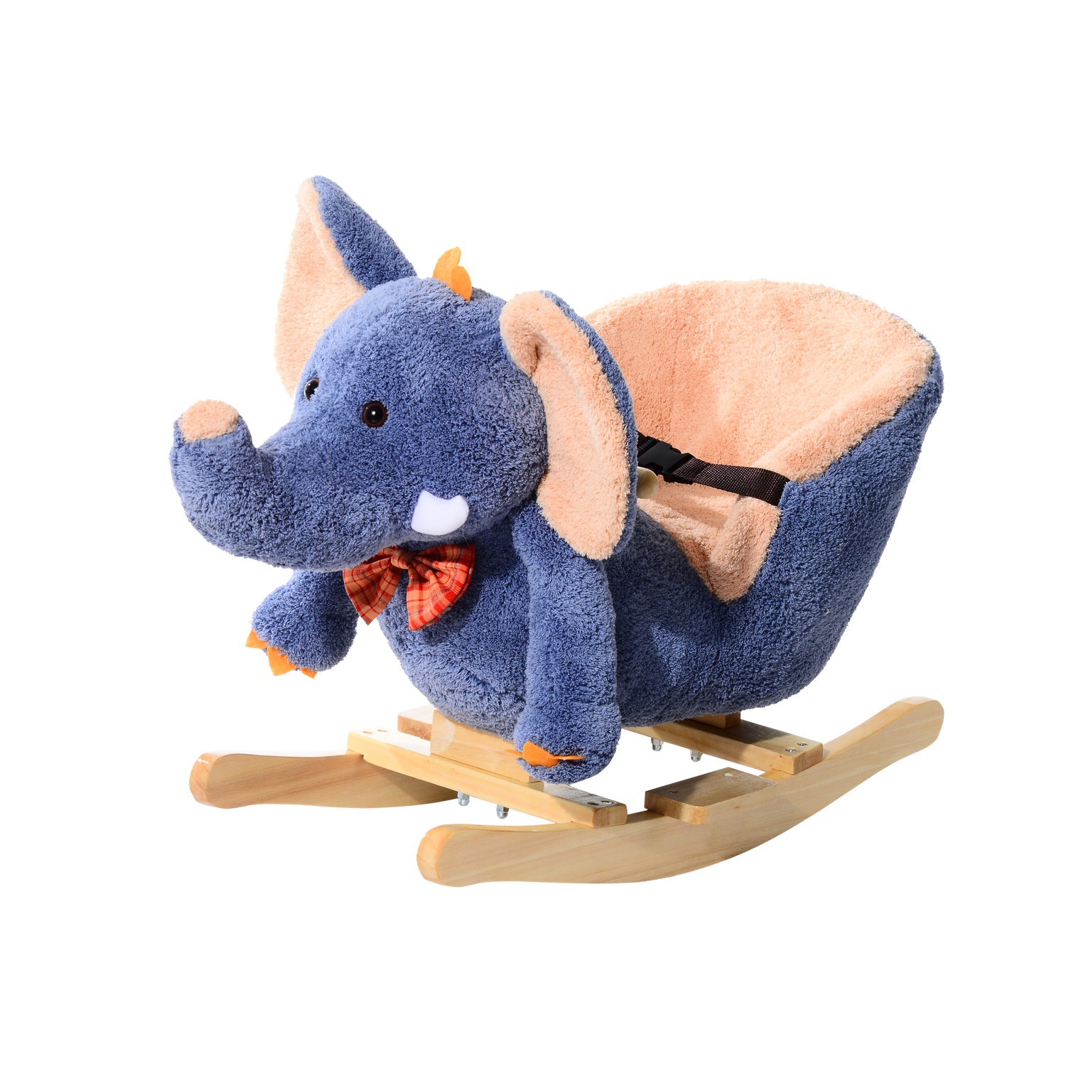 Cavallo a dondolo elefante per i bambini in legno blu von Homcom
