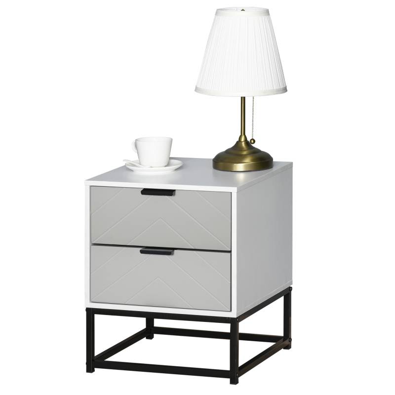Comodino con 2 cassetti di design base in metallo bianco nero von Homcom