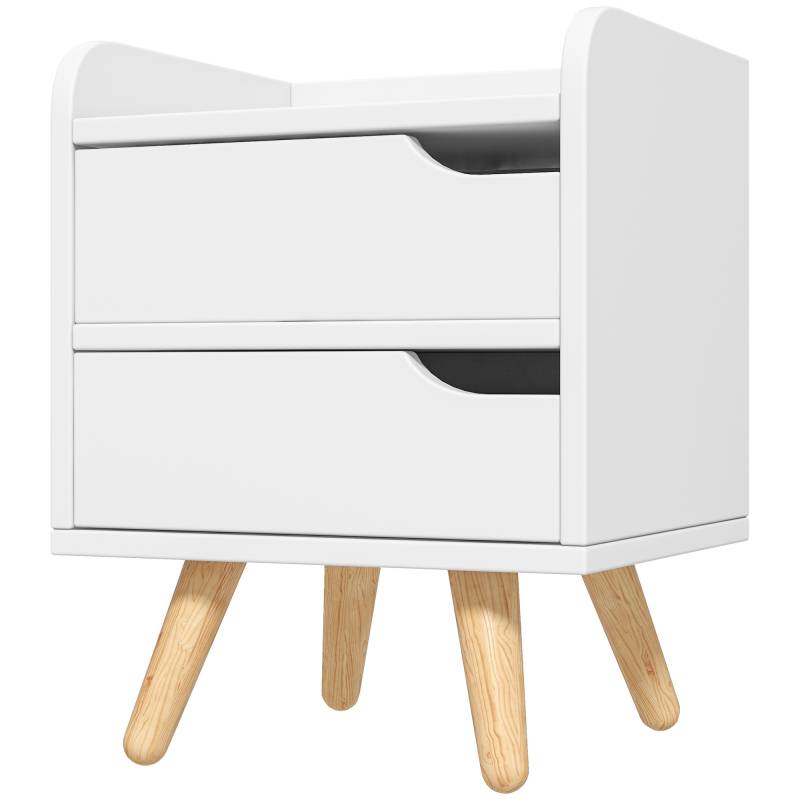 Comodino moderno con 2 cassetti e piedini bianco von Homcom