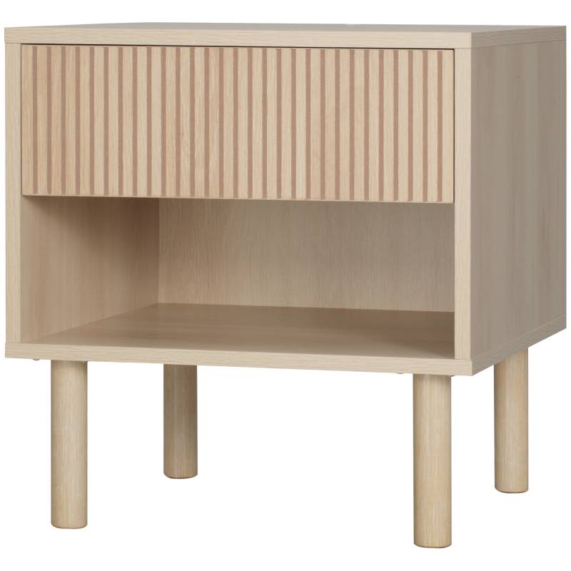 Comodino moderno con cassetto e ripiano in truciolato color legno von Homcom