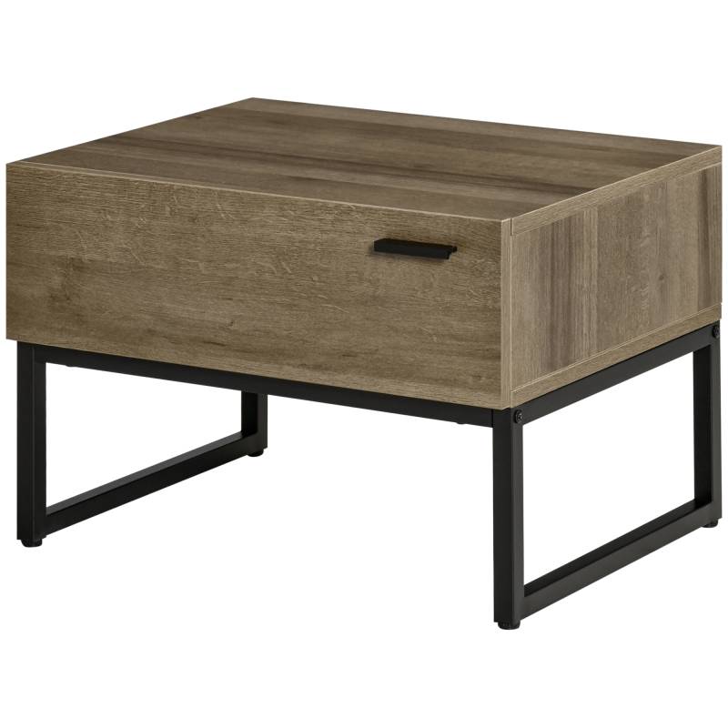 Comodino moderno stile industriale con cassetto acciaio grigio von Homcom