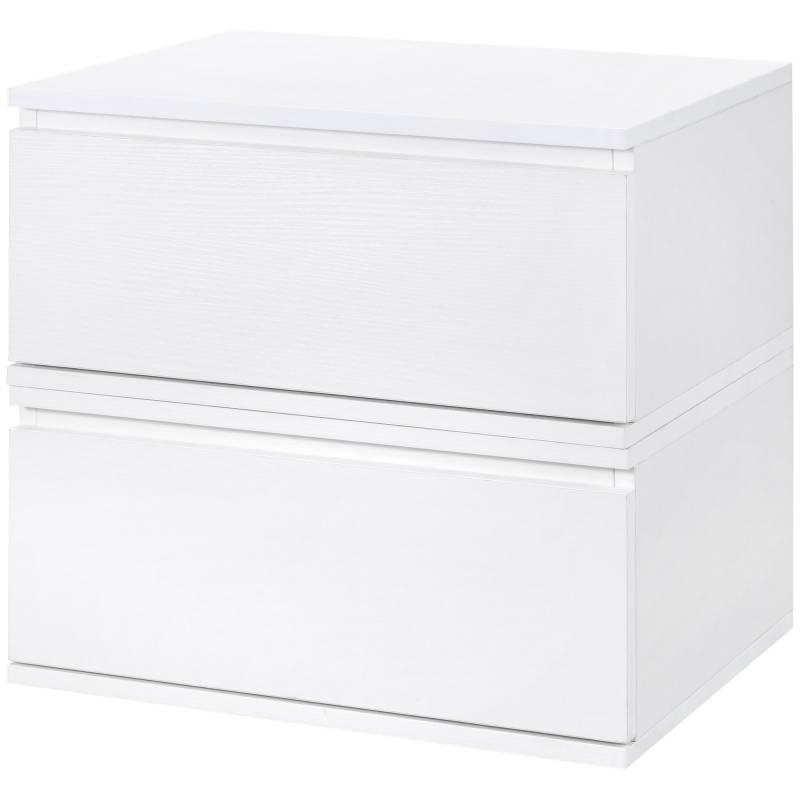 Comodino set 2 pezzi con cassetto in truciolato e mdf bianco von Homcom