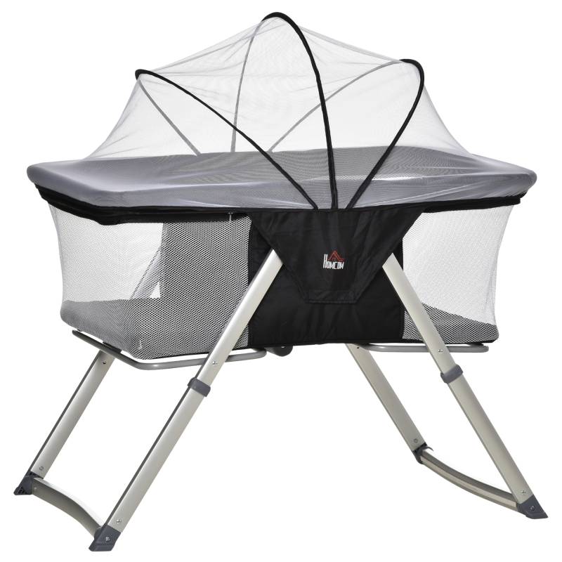 Culla da campeggio 2in1 pieghevole per bimbi 0-6 mesi alluminio nero von Homcom