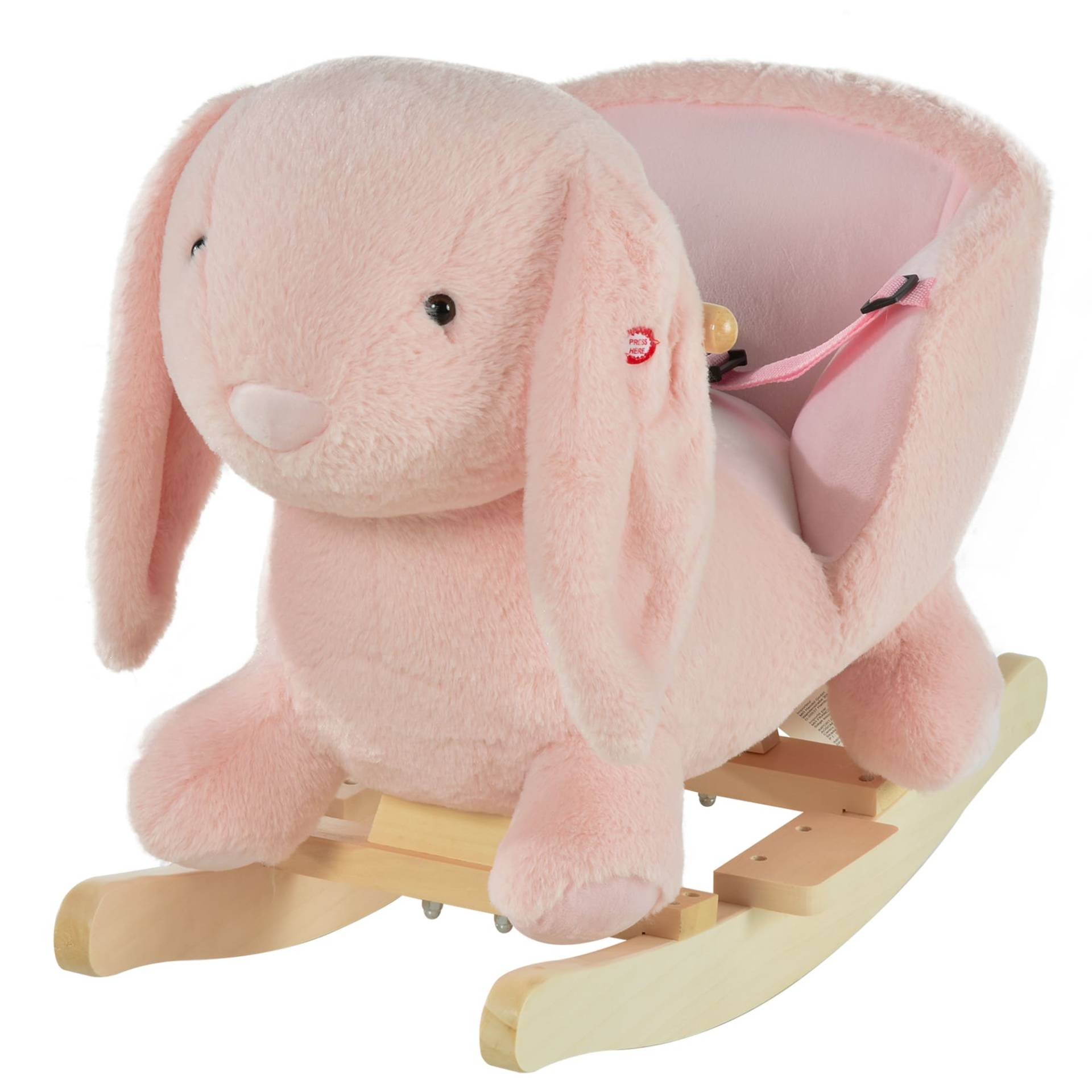 Dondolo giocattolo coniglio per bambini suoni realistici peluche rosa von Homcom