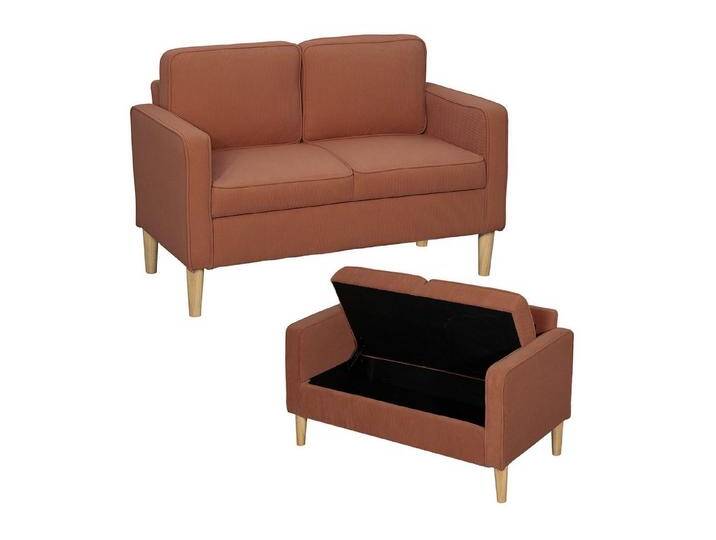 HOMCOM 2-Sitzer Sofa klein Couch mit Armlehne, Stauraum, Loungesofa 1 Teile, für Wohnzimmer, Schlafzimmer, 117 x 63 x 79 cm, Orange, orange HOMCOM 2-Sitzer Sofa klein Couch mit Armlehne, Stauraum, Loungesofa 1 Teile, für Wohnzimmer, Schlafzimmer, 117 x 63 x 79 cm, Orange, orange von Homcom