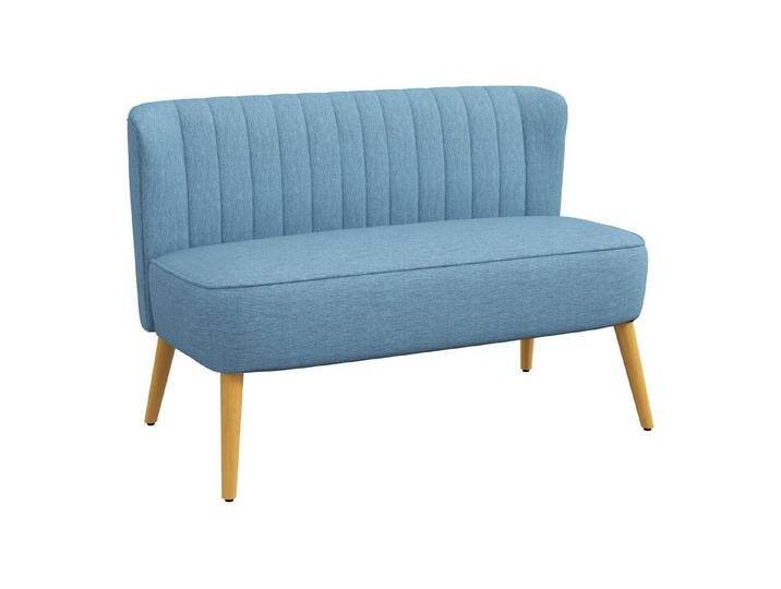 HOMCOM 2-Sitzer Zweisitzer, Loveseat mit Leinenoptik, Doppelsofa mit Holzbeine, Polstersofa 1 Teile, für Wohnzimmer, Blau, blau, ohne Bettkasten von Homcom