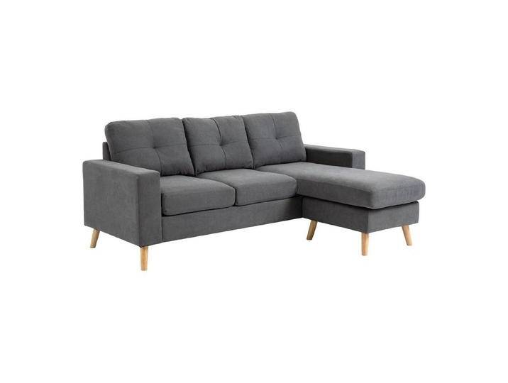 HOMCOM 3-Sitzer Eckcouch in L-Form, Eckgarnitur in Leinenoptik, Stoffsofa 1 Teile, Stoffsofa für Wohnzimmer, Dunkelgrau, 193 x 136 x 85 cm, grau von Homcom