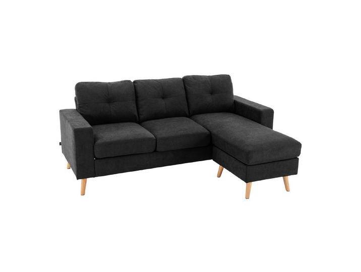 HOMCOM 3-Sitzer Eckcouch in L-Form, Eckgarnitur in Leinenoptik, Stoffsofa 1 Teile, für Wohnzimmer, Schwarz, 193 x 136 x 85 cm, schwarz, Sofa von Homcom