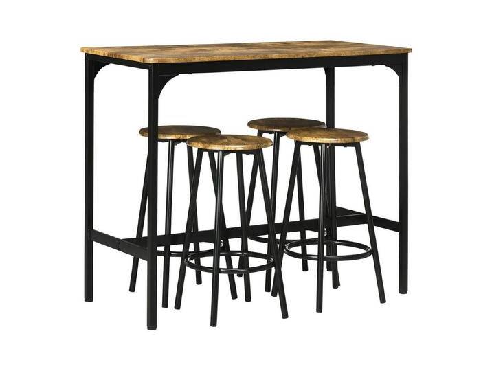 HOMCOM Bargruppe Bartisch mit Barhocker Set, (Essgruppe, 5-tlg., Bartisch-Set), Rustikal-Braun MDF Eisen, braun von Homcom