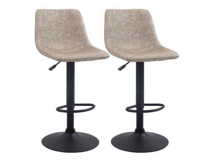 HOMCOM Barhocker 2er-Set, mit Fußstütze, Kunstlederbezug, drehbar, höhenverstellbar (Barstuhl, 2 St., Bistrohocker), für Wohnzimmer, Esszimmer, Beige von Homcom