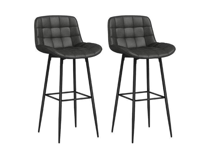 HOMCOM Barhocker 2er-Set, mit Fußstütze, Rückenlehne (Barstühle, 2 St., Tresenhocker), für Wohnzimmer, Esszimmer, Dunkelgrau, 48,5 x 48 x 98 cm, grau von Homcom