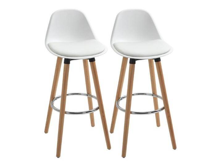 HOMCOM Barhocker 2er-Set Küchenhocker, Barstuhl mit Fußstützen (Tresenstuhl, 2 St., Küchenstuhl), für Esszimmer, Küche, Kunstleder, Weiß, 38,5 x 42 von Homcom