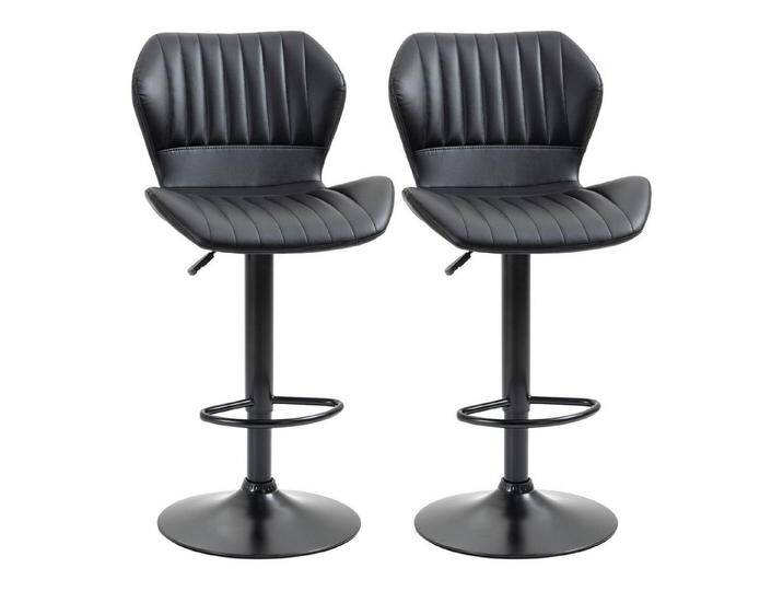 HOMCOM Barhocker 360° drehbare Barstühle (Tresenhocker, 2 St., Drehstühle), Schwarz 48,5 x 55,5 x 90-110 cm, schwarz von Homcom
